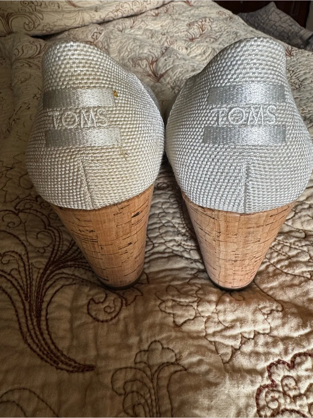 TOMS Women's beige/grey Open-Toe Heels wedges